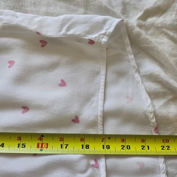 Rails Anthropologie Heart Printed Front Tie Blouse Cropped Button Up Shirt S - Picture 8 of 8